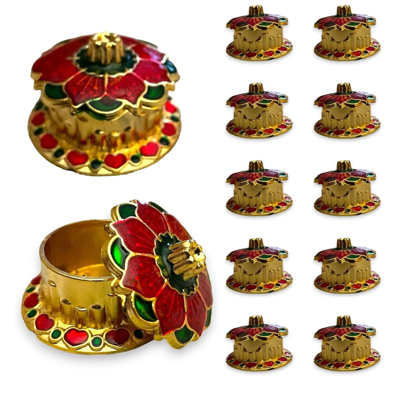 Haldi Kumkum Holder Traditional Roli Chawal/rice Holder Pooja Return Gift Indian Housewarming Hindu Wedding Favor Pujan Temple Decor Item Diwali Gifts